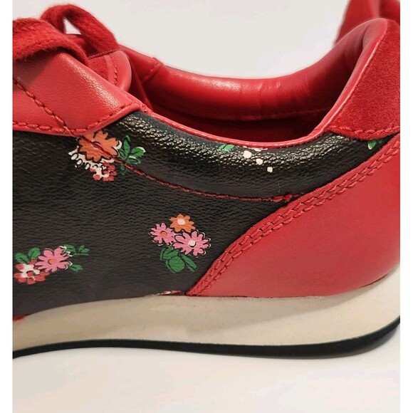 Coach Rebecca II Signature Logo Red and Black Floral Athletic Shoes 7.5 GREAT! - Picture 11 of 16